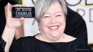 Kathy Bates shows support for Charlie Hebdo with her Rasberry and Black CandyShell case for iPhone 5s/5 by Speck